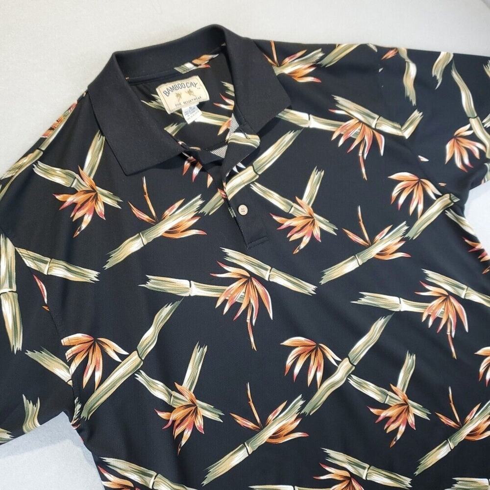 Bamboo Cay Men Button Front Shirt Black Floral Short Sleeve Aerocool XL